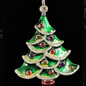 Stunning hand painted Swarovski Crystal Xmas pin